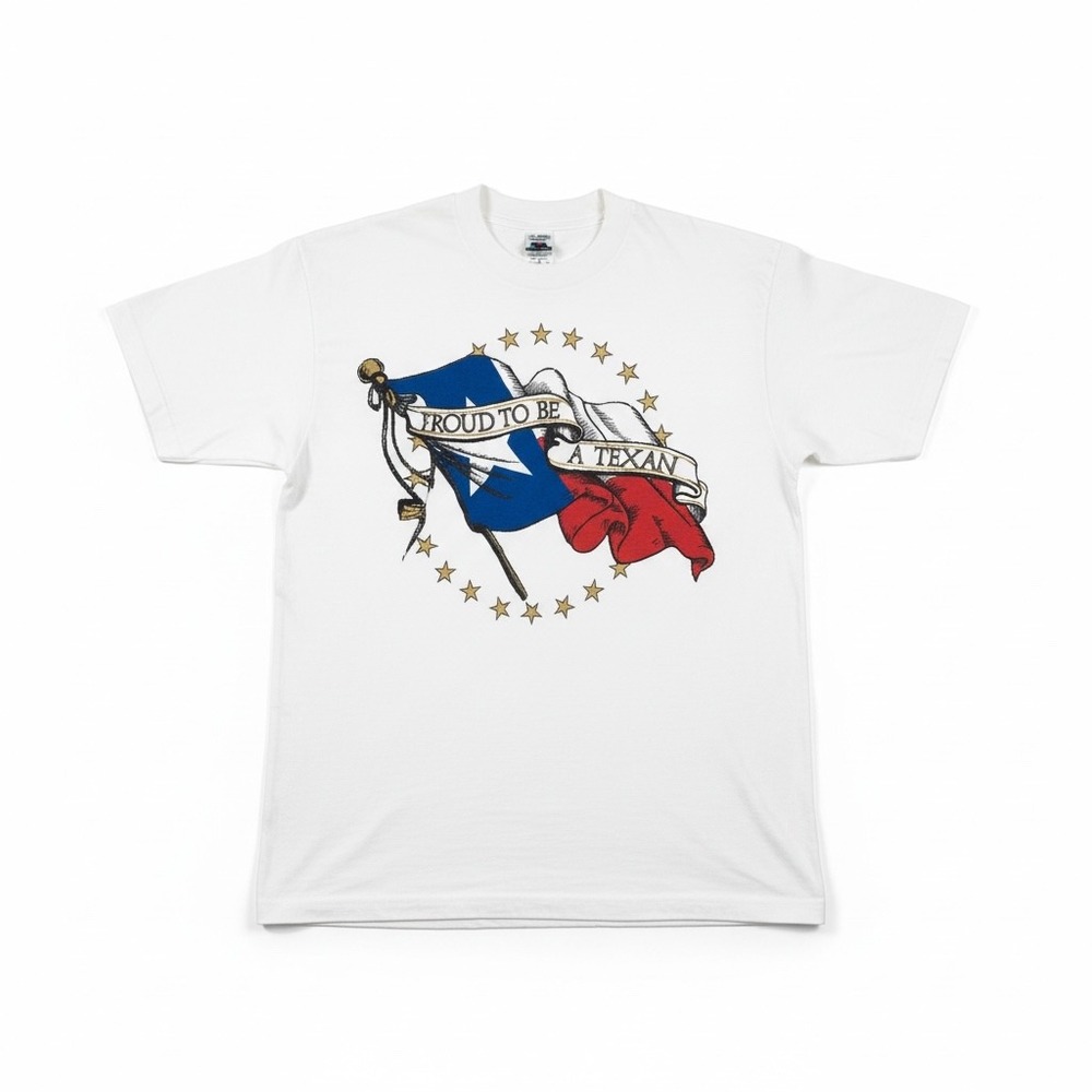 Fruit of the Loom Graphic Tee Mens L White Excellent Proud To Be A Texan Vintage